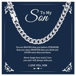 Mens Gifts To My Son Chain Necklace - Son Gifts from Mum Dad Silver Chain Mens Cuban Chain Happy Birthday Graduation Gifts for Son Jewellery Presents from Mother Father I Love You Gifts for Him