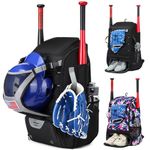 Softball Bag,Softball Bat Bag For Youth Adults,Baseball Bag with Fence Hook for TBall Bat & Equipment,Lightweight Baseball Bat Backpack with Shoe Compartment,Large Main Compartment for Helmet Black