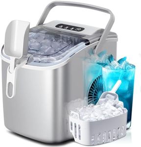 Crzoe Countertop Ice Maker Machine with Handle,26Lbs/24H,9 Cubes Ready in 6 Mins,Self-Cleaning Function with Ice Scoop and Basket for Home/Office(Grey)