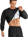 MOLUTAN Sauna Suit for Men Heats Sauna Sweat Shirt Non Rip Boxing Sweat Suits Weight Loss Gym Tops Sauna Pants, Black Tops Only, Large