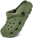 Nedaan Kids Clogs for Boys Girls Comfortable Slip on Sandals Beach Pool Slipper Army Green