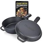 Tortillada - Cast Iron Skillet (26 cm) & Pot | Dutch Oven (3.5 Liter) | Preseasoned Cast Iron Combo Cooker + Handle Holder + E-Book with 50 Recipes, Kitchen Cookware