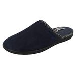 Padders Luke Wide Fitting Mens Memory Foam Mule Open Back Slippers - Navy, UK6