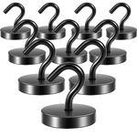 Neosmuk Black Magnetic Hooks,10lb Heavy Duty Earth Magnets with Hook for Refrigerator, Extra Strong Cruise Hook for Hanging, Magnetic Hanger for Cabins, Grill(10 Pack)
