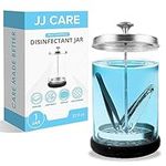 [PREMIUM] Disinfectant Jar (21 Oz) Disinfecting Jar with Removable Basket and Stainless-Steel Parts for Barber Tools - Salon Disinfectant Glass Jar for Manicure, Pedicure Tools Esthetician Supplies