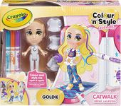 CRAYOLA Colour 'n' Style Friends: Goldie - Catwalk Playset | Colour & Style Your Own Doll, Again and Again! (Includes Magic Dry-Erase Pens) | Ideal For Kids Aged 3+