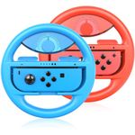 Steering Wheel Controller for Nintendo Switch Joycon, 2 Pack Racing Steering Wheel Grip for Mario Kart 8 Deluxe (Red&Blue)