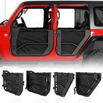 Hooke Road Wrangler JL Gladiator 4 Doors Tube Half Door Trail Door Guards for 2018-2024 Jeep Wrangler JL Unlimited & Gladiator JT, Set of 4 Front & Rear Tubular Doors