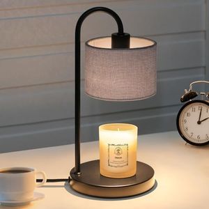 FINCMY Candle Warmer Lamp with Timer, Dimmable Candle Wax Warmer Electric Candle Warmer with Replacement Bulbs, House Warming Gifts Bedroom Home Decor Compatible with Various Candles-Gray