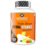 Naturyz Double Strength Natural Vitamin C & Zinc Supplement 1250 mg with Amla, Acerola Cherry, Citrus Bioflavonoids for Immunity Support & Skincare (60 Vegetarian tablets)