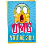 Funny 31st Birthday Card for Friend, OMG You're 31 Screaming Emoticon, Getting Old Card, Sister Birthday Card, Brother Birthday Card, Card for Him or Her