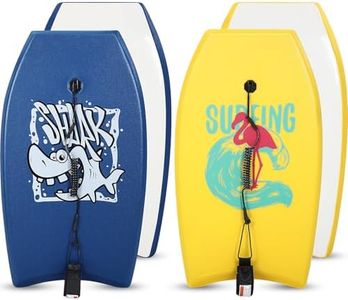 Blueweenly 2 Pcs 33'' Body Boards for Beach, Lightweight PE Bodyboard Surfboards with EPS Core, Wrist Leash, XPE Deck and HDPE Slick Bottom for Kids Teens Adults Pool Surfing(Tropical Style)