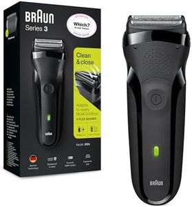 Braun Series 3 300 Electric Shaver Electric Razor for Men with 3 Flexible Blades Rechargeable and Cordless Electric Foil Washable Shaver Black, 2 pin plug