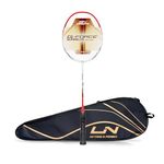 Li-Ning G-Force 5800 Superlite Strung Badminton Racquet with Free Head Cover| 78 grams (White/ Red/Blue)