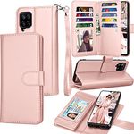 Galaxy A42 5G Case, Galaxy A42 5G Wallet Case, Tekcoo Luxury PU Leather Cash Credit Card Slots Holder Carrying Folio Flip Cover [Detachable Magnetic Hard Case] Kickstand for Samsung A42 5G [Rose Gold]