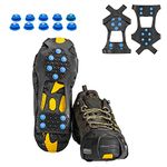 Ice Cleats, willceal Ice Grippers Traction Cleats Shoes and Boots Rubber Snow Shoe Spikes Crampons with 10 Steel Studs Cleats Prevent Outdoor Activities from Wrestling (BLUE, LARGE)