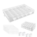 AZKEEGREY 2Pack 36 Grids Plastic Embroidery Floss Storage Box, Cross Stitch Storage Box with 200 Floss Bobbins, 8Sheet Blank Stickers