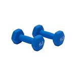 Amazon Basics Neoprene Coated Hexagon Workout Dumbbell Hand Weight, Set of 2, 4 Pound, Blue