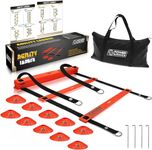 POWER GUIDANCE Agility Ladder (20 Feet) for Speed & Agility Trainning - with 12 Heavy Duty Plastic Rungs, Ground Stakes, Carry Bag & 10 Sports Cones (Red)