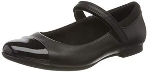 Clarks Girl's Scala Gem K Ballet Flats, Black Black Leather Black Leather, 2 UK Child Wide