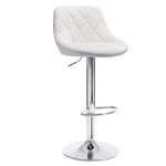 WOLTU Bar Stool White Bar Chair Breakfast Dining Stool Chair for Kitchen Island Counter Leatherette Exterior, Adjustable Swivel Gas Lift, Steel Footrest & Base