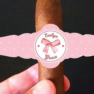 Baby Girl Cigar Labels, Set of 16, Baby Shower Decor, Candy Cigar Wraps (Bow)