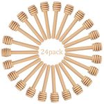 Creative Hobbies 24 Pack of Mini 3 Inch Wood Honey Dipper Sticks, Individually Wrapped, Server for Honey Jar Dispense Drizzle Honey, Wedding Party Favors