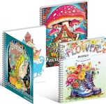 OSIMIG 3 Pack Adult Colouring Books,Relaxation and Stress Relief Colouring Books for Adults Women,Spiral Bound Design, Include Flower World,Whimsical Universe,Fantasy Fairy Homes