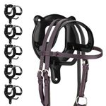 AOMOTA 6 Counts Horse Bridle Rack, Horse Halter Hooks, Metal Bridle Holder with Tubes and Screw for Horse Barn Supplies(Black)