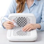 BAWETECH Foldable Nail Dust Collector, 360° Dual-Turbo Suction 14700RPM & 2800PA with Stepless Speed Control & 30 Pcs Filter Papers, Professional Dust Collector Nail Tech for Home Salon (White)