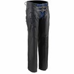 Milwaukee Leather Chaps for Women Black Low-Rise Waist- Double Buckle Reflective Embroidery Motorcycle Chap- ML1187 - X-Large