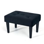 BRIAN & DANY Small Foot Stool, Velvet Footstool with Wood Legs, Footstools for Living Room, Ottoman Footrest Extra Seating for Entryway, Black