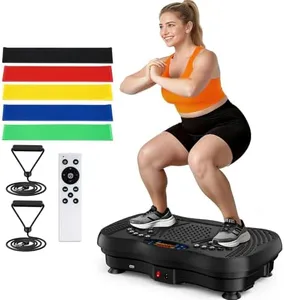 Vibration Plate Exercise Machine, 130 Levels Full Body Workout Vibrating Plate for Lymphatic Drainage Weight Loss, 450 Lbs Capacity Shake Fitness Platform with Resistance Bands Bluetooth for Women Men