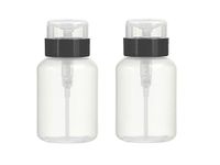 AKOAK Pack of 2 Push Down Empty Lockable Pump Dispenser for Nail Polish Remover,200ml(6.8oz),Black Top Cap