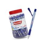 Reynolds RACER GEL Pen SET - 40 BLUE PENS WITH COMFORTABLE GRIP | BLUE GEL PENS FOR WRITING | PEN FOR STUDENTS & OFFICE STATIONERY | 0.5 mm TIP SIZE