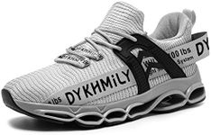 DYKHMATE Steel Toe Shoes for Men Women Comfortable Lightweight Safety Toe Indestructible Sneakers Fashion Slip on Work Tennis Shoe (9.5, Light Grey)