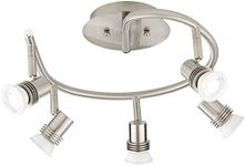 Pro Track 5-Head LED Ceiling Track Light Fixture Kit GU10 Directional Adjustable Silver Brushed Nickel Finish Metal Industrial Spiral Kitchen Bathroom Living Room Dining Hallway Bedroom 15 3/4" Wide