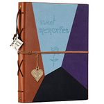 (L, Blue Purple) - Scrapbook Album,ZEEYUAN Leather Vintage Photo Album Memories DIY Scrap Book Refillable 60 Pages Large Family Photo Book for Anniversary Valentines Birthday(Blue Purple,L)