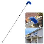 Air Jade Gutter Cleaning Brush, 9.5 Ft Gutter Cleaner Tool from Ground, Adjustable Gutter Guard Cleaning Brush with Stainless Steel Poles for Easy Remove Leaves and Debris