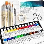 CHROMATEK Watercolor Paint Set for Adults, Kids, Beginner & Professional Artists. With Paper, 9 Brushes, Palette, Aqua-pen, Tape, Video Tutorial Series. Watercolor Tubes. Art Supplies - 62 Piece Set