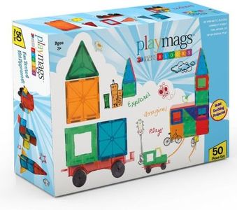 Playmags 3D Clear Colour Genuine Supermags Magnetic Tiles (50 Pieces)