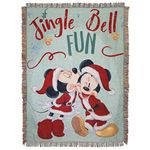 Northwest Mickey Mouse Woven Tapestry Throw Blanket, 48" x 60", Jingle Bell Fun