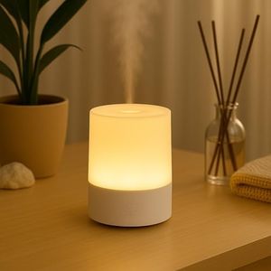 Gautio 120ml Essential Oil Diffuser with Fine Mist, Ultrasonic Aromatherapy Humidifier with 7-Colour LED Light, Quiet Operation & Auto Shut-Off, Ideal for Aesthetic Home, Office, Yoga, White