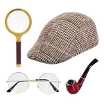 HOVEOX Detective Costume Accessories Set Detective Costume Hat Detective Dress Up Costume Detective Prop Halloween (Style 3)