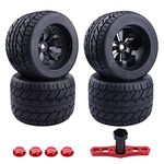 HobbyPark Pre-Glued 6.5" Tall 17mm Hex RC Street Tires and Wheels for Traxxas E-Revo 2.0 Sledge T-Maxx 3.3 Arrma Kraton 6s Notorious Redcat Kaiju Shredder 1/8 Monster Truck (Set of 4)