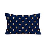 Hopyeer Navy Blue Style Stars Throw Pillow Cover,Abstract USA Star Design on The Blue Background Decorative Cotton Linen Burlap Pillow Cases for Home Sofa Couch Room Cushion Cover 12"x20" (NB-Stars)