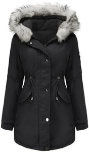 Tuopuda Giacca Donna con Cappuccio Cappotto Lungo Caldo Invernale Parka Trapuntato con Pelliccia Giubbotto Slim Fit Felpe con Zip Casual Manica Lunga, Nero, M