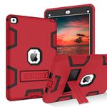 BENTOBEN for iPad Air 2 Case, iPad Air 2nd Generation Case, 3 in 1 Heavy Duty Rugged Shockproof Kickstand Protective Kids Girls Women Boys Men Tablet Cover for iPad Air 2 A1566 A1567 (2014), Red/Black