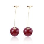 Fashion Frill Earrings For Women Red Cherry Designs Gold Plated Dangle Earrings For Women Girls Love Gifts Womens Jewellery