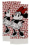 Best Brands Disney 100% Cotton Kitchen Towels, 2pk, Perfect for Drying Dishes Hands, Absorbent, Light Weight, and Adorable- Machine Washable- 16" x 26" - Minnie Red Bows